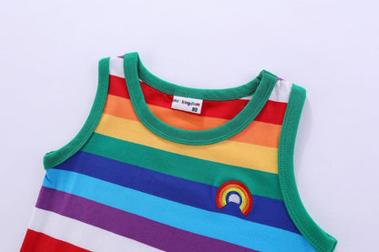 Unisex Rainbow Stripe Cotton T-Shirts for Kids - Fun and Stylish!