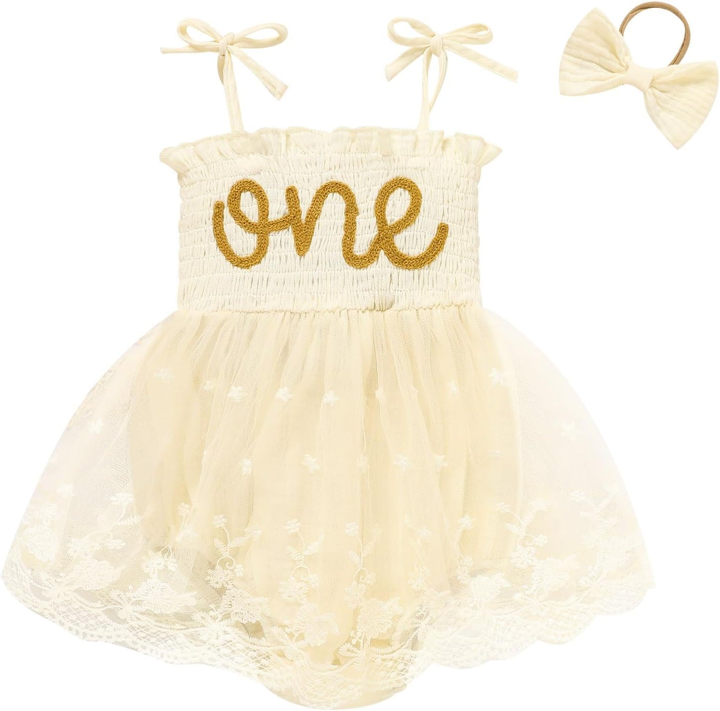 Adorable Baby Girl's 1st Birthday Tulle Romper - Sleeveless Bodysuit for Cake Smash Celebrations