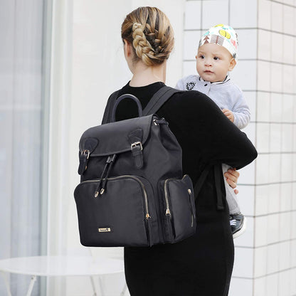 Stylish Diaper Backpack with Stroller Hooks - Perfect Baby Bag for Moms