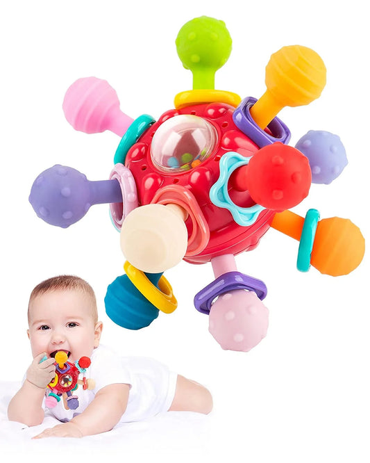 Vibrant Baby Sensory Teething Balls - Perfect Teether and Rattle for Infants 0-6 Months - Engaging Grasping Toy for Baby Girls and Boys - Ideal Gift in Red