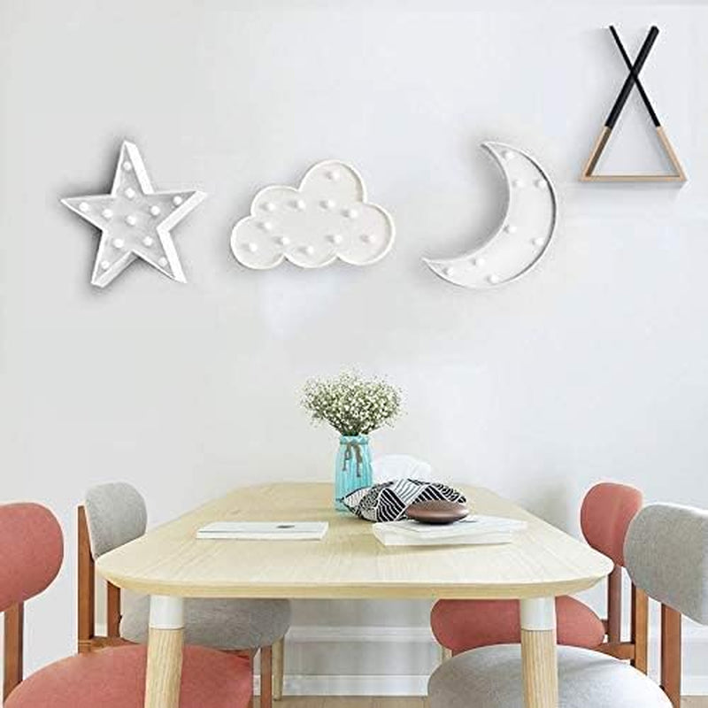 Enchanting 3-Piece 3D Crescent Moon and Cloud LED Star Lamp Set - Perfect Decorative Night Lights for All Ages, Ideal for Birthdays and Christmas Gifts