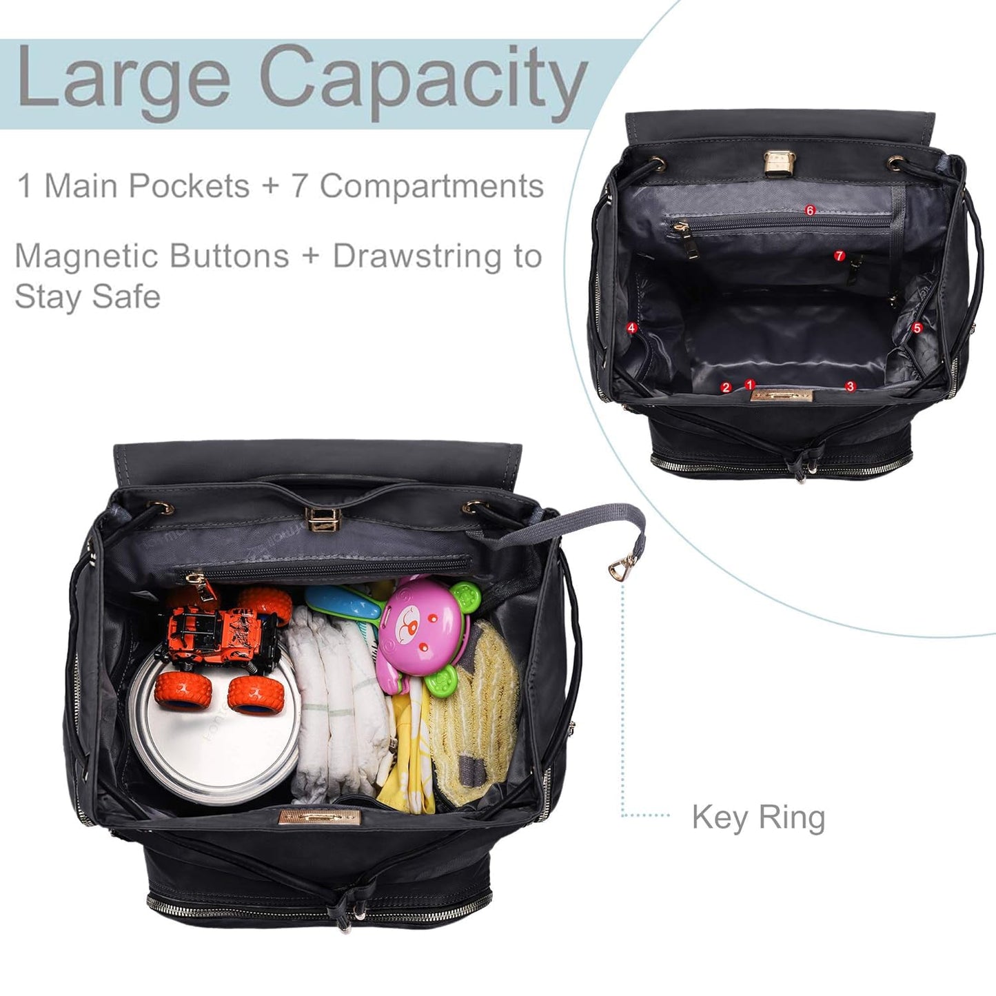 Stylish Diaper Backpack with Stroller Hooks - Perfect Baby Bag for Moms