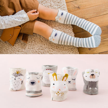 Cozy Animal Knee High Socks for Kids - Warm Cotton Boot Socks for Toddlers (Ages 1-6)