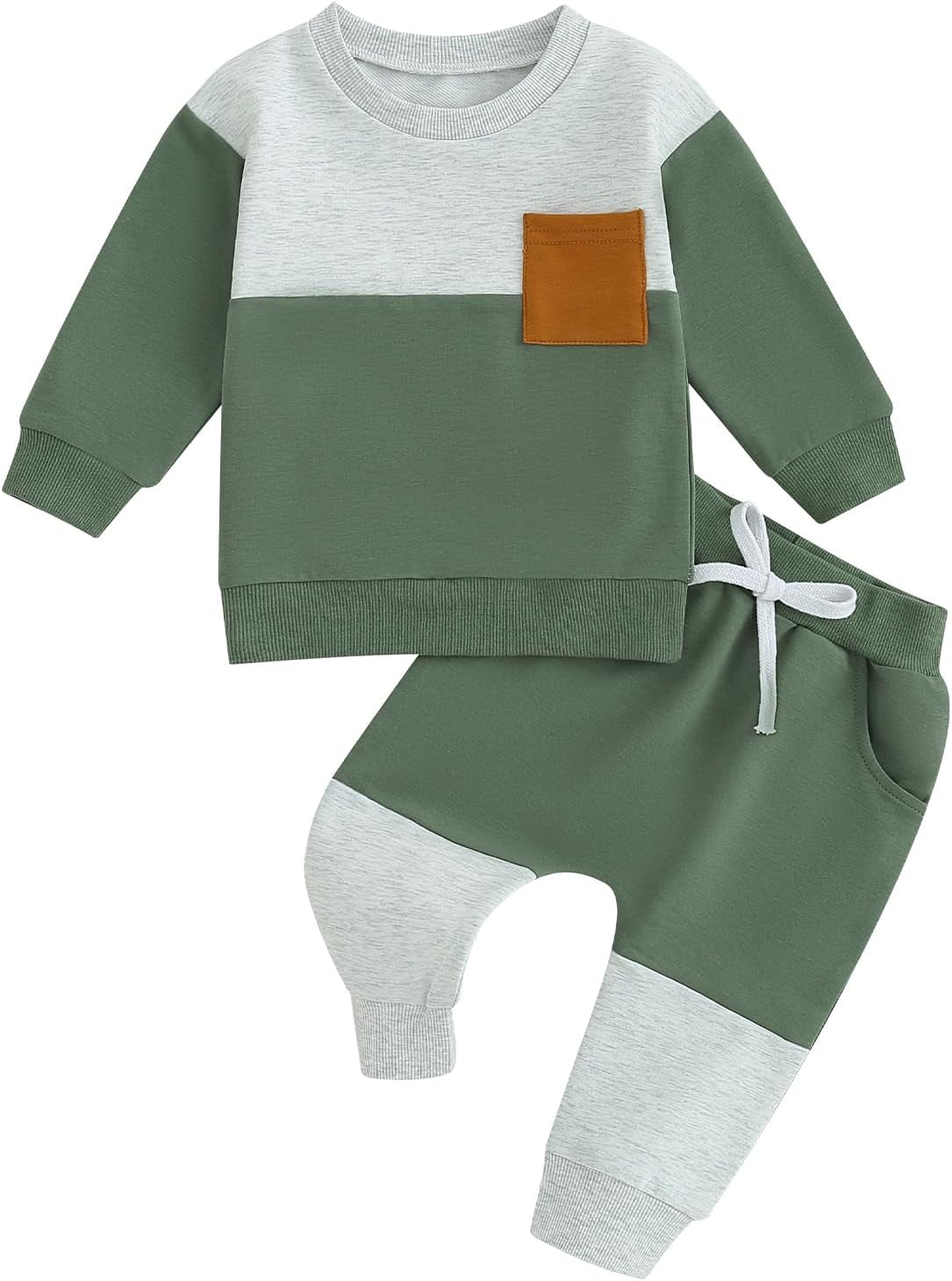 Stylish Toddler Boy's Fall & Winter Outfit Set - Cozy Contrast Long Sleeve Sweatshirt & Stretchy Jogger Pants