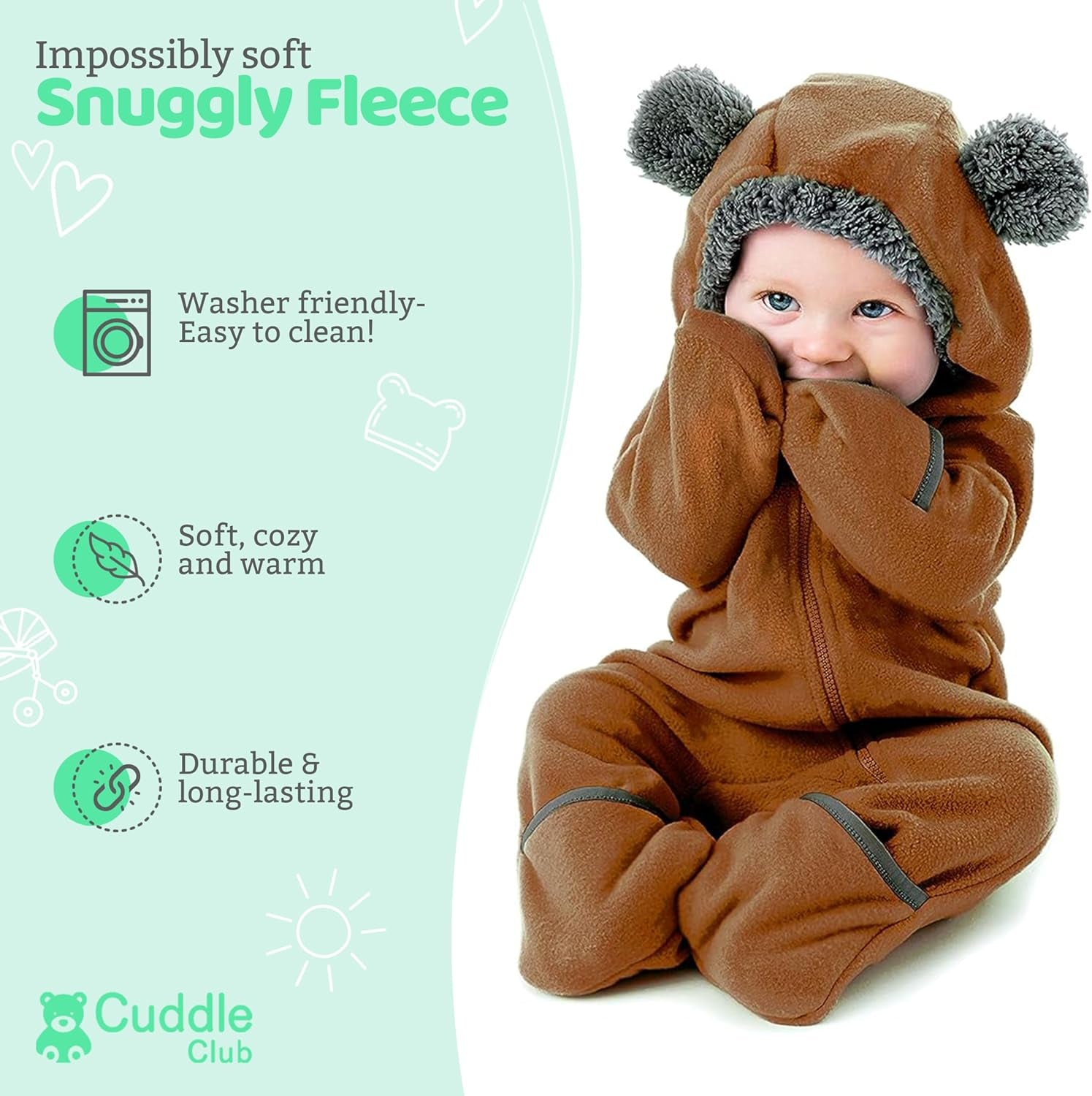 Cozy Fleece Baby Bunting Bodysuit – Adorable Hooded Romper for Infants and Toddlers