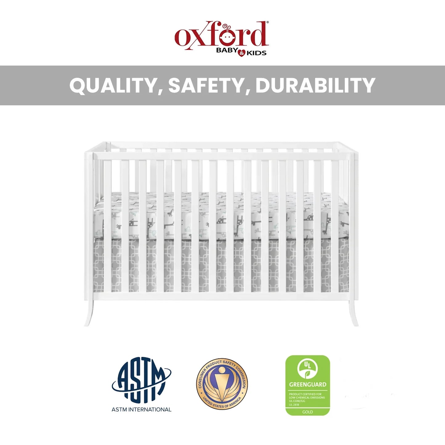 Arlie 4-in-1 Convertible Island Crib - Elegant White Design for Growing Families