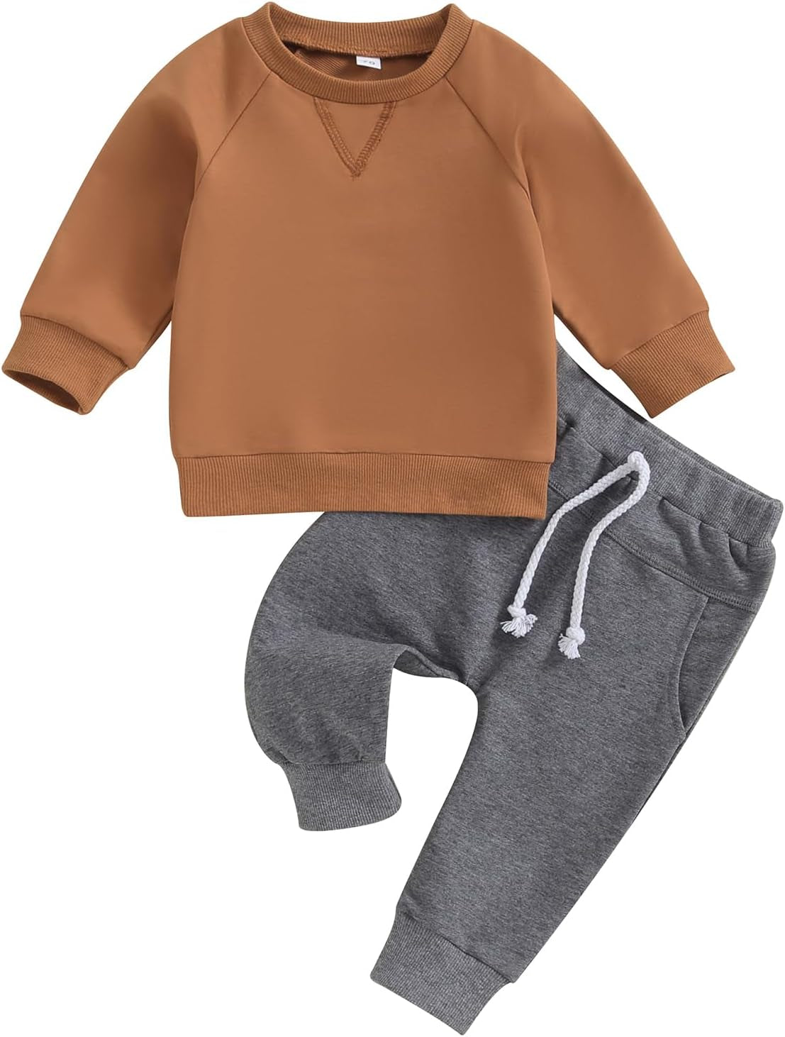 Stylish Toddler Boy's Fall & Winter Outfit Set - Cozy Contrast Long Sleeve Sweatshirt & Stretchy Jogger Pants