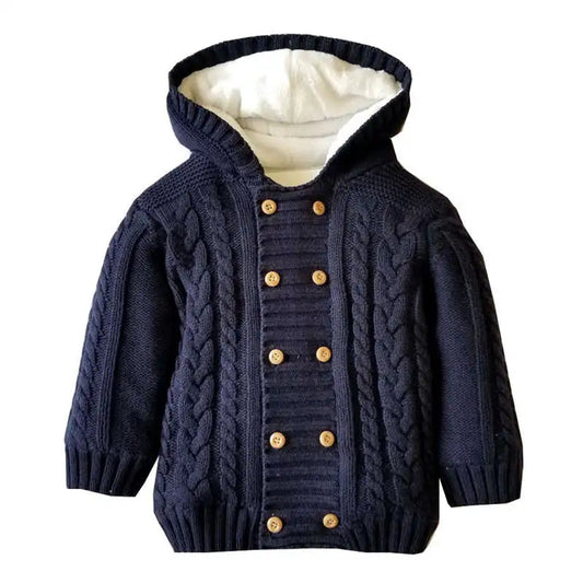 Cozy Velvet Hooded Winter Coat for Baby Girls - Warm Knitted Jacket for Newborns