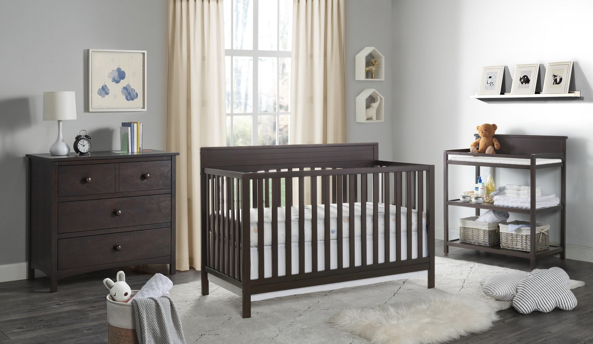 Harper 4-in-1 Convertible Crib - Stylish Espresso Brown, GREENGUARD Gold Certified Safety for Your Baby