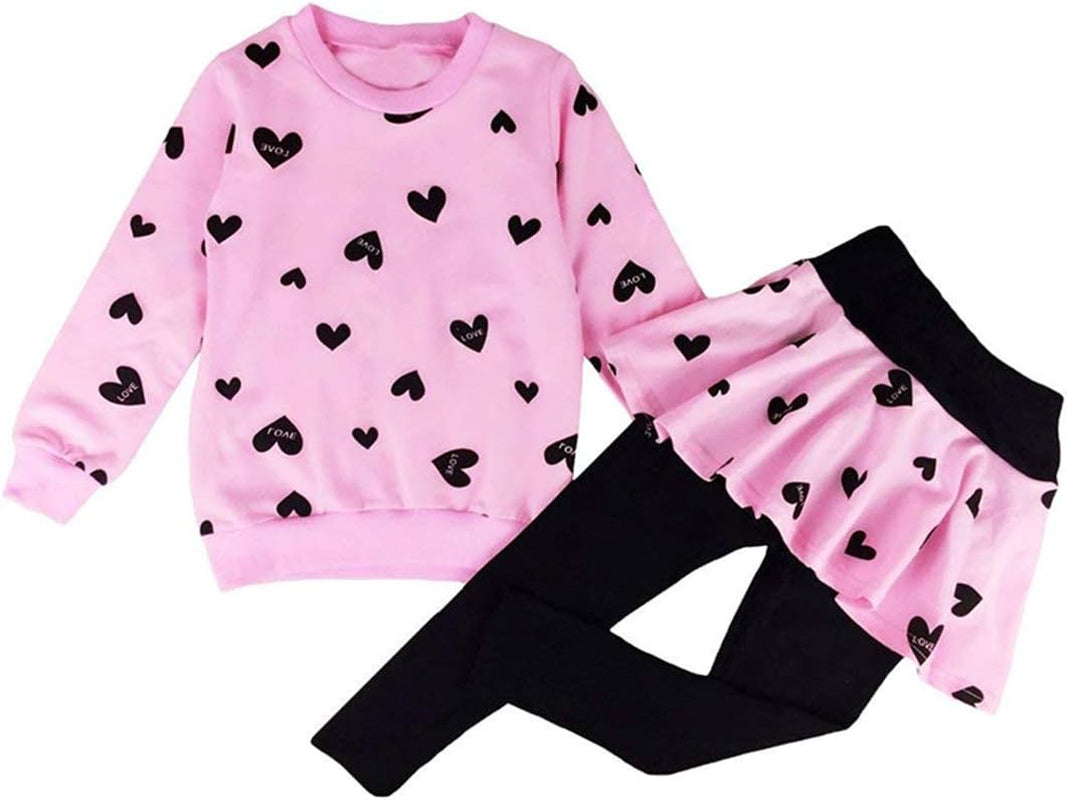 Adorable Toddler Girls Heart Print Hoodie & Leggings Outfit Set