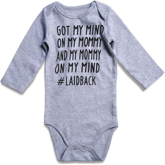 Baby Boy,Girls Grey Got My Mind on My Mommy Onesie Newborn Boy Outfits Baby Boy Clothes 0-3 Months Romper One-Piece Soft Bodysuits Babies Organic Jumpsuit Underwear Onsie for Infant Toddler Clothes