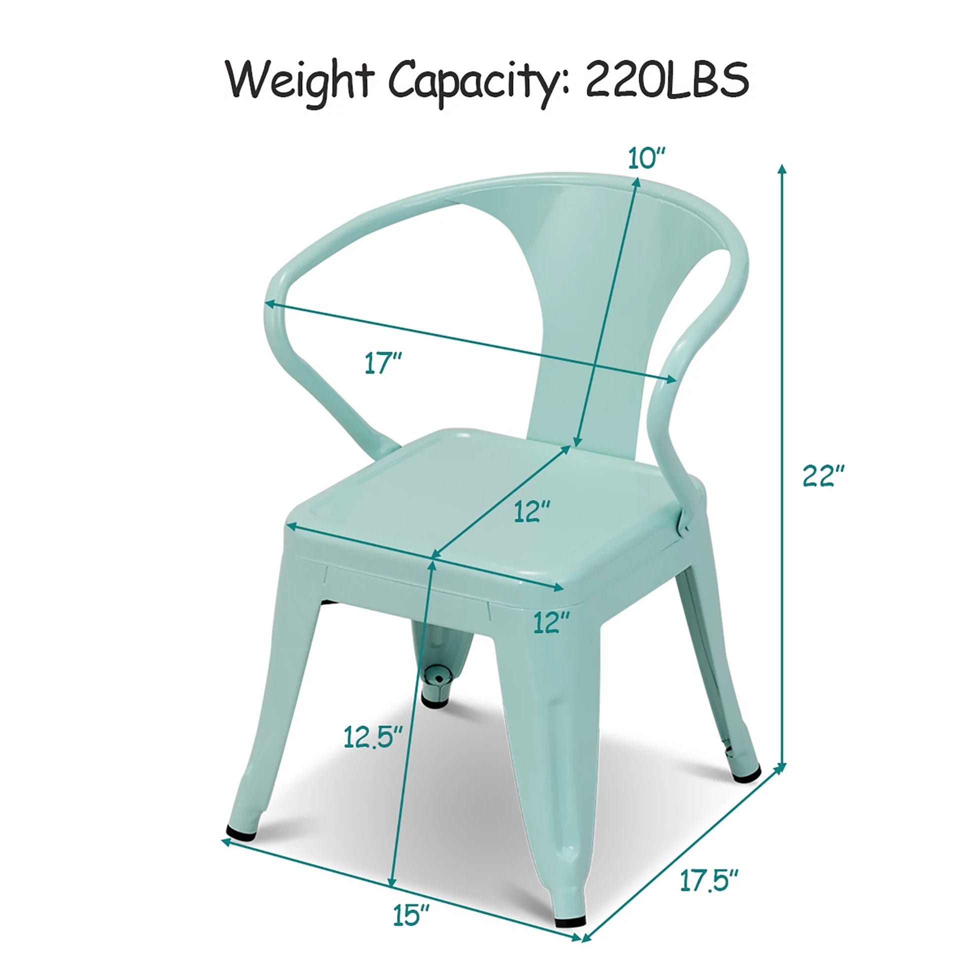 Charming Blue Steel Armchair Set for Kids - Stackable & Ideal for Indoor/Outdoor Adventures!