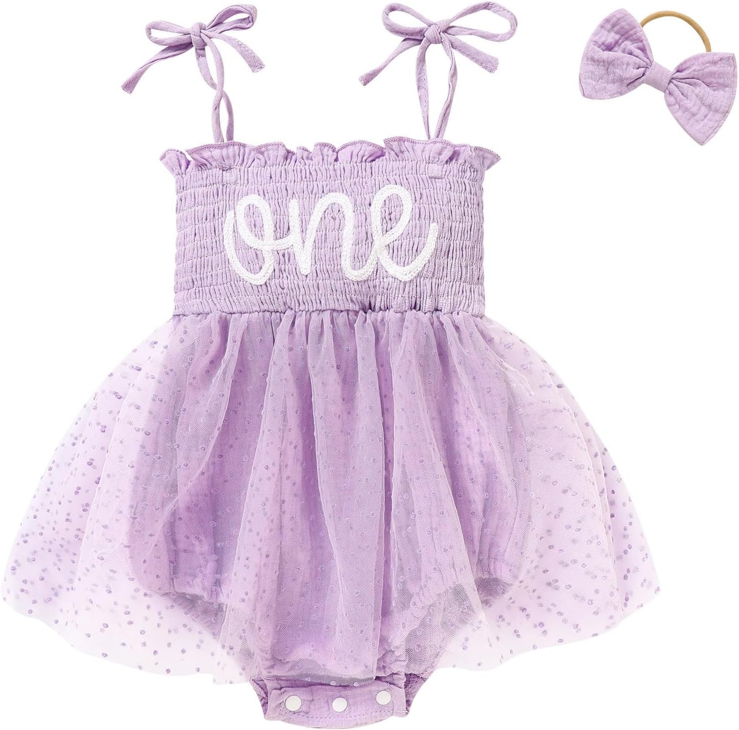 Adorable Baby Girl's 1st Birthday Tulle Romper - Sleeveless Bodysuit for Cake Smash Celebrations