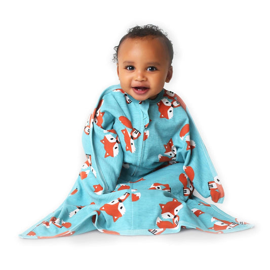 Zipadee-Zip Friendly Fox Transitional Swaddle Sack for 3-6 Months - Easy Diaper Changes & Hip Development - Cozy X-Small Design