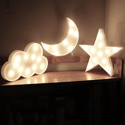 Enchanting 3-Piece 3D Crescent Moon and Cloud LED Star Lamp Set - Perfect Decorative Night Lights for All Ages, Ideal for Birthdays and Christmas Gifts