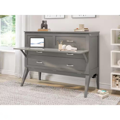 Transform Your Space with the Northampton Gray Murphy Bed Desk and Full Mattress Combo