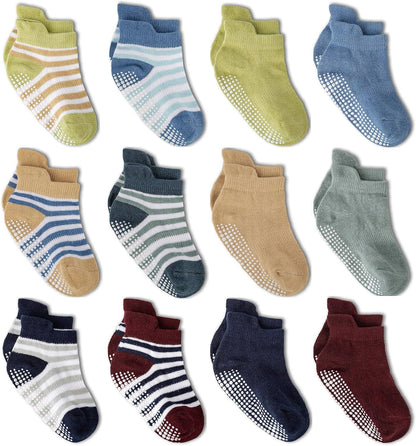 Cozy Non-Slip Ankle Socks for Infants and Toddlers with Non-Skid Soles