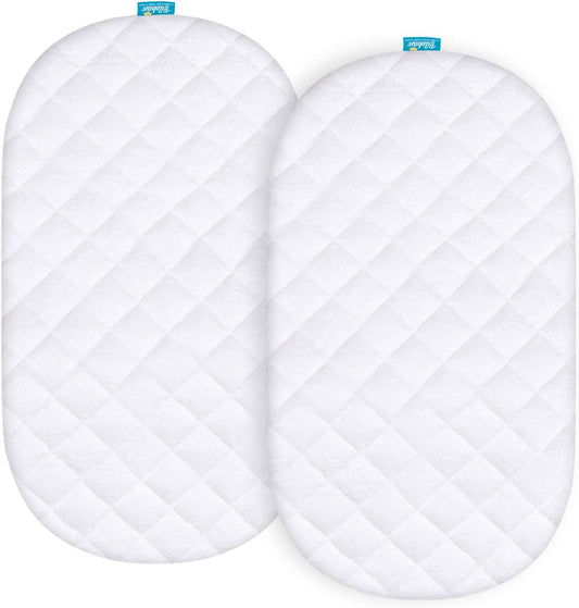 Ultra Soft Waterproof Bassinet Mattress Pad Cover - 2 Pack for SNOO & Simmons Kids Bassinets - Bamboo Terry Surface