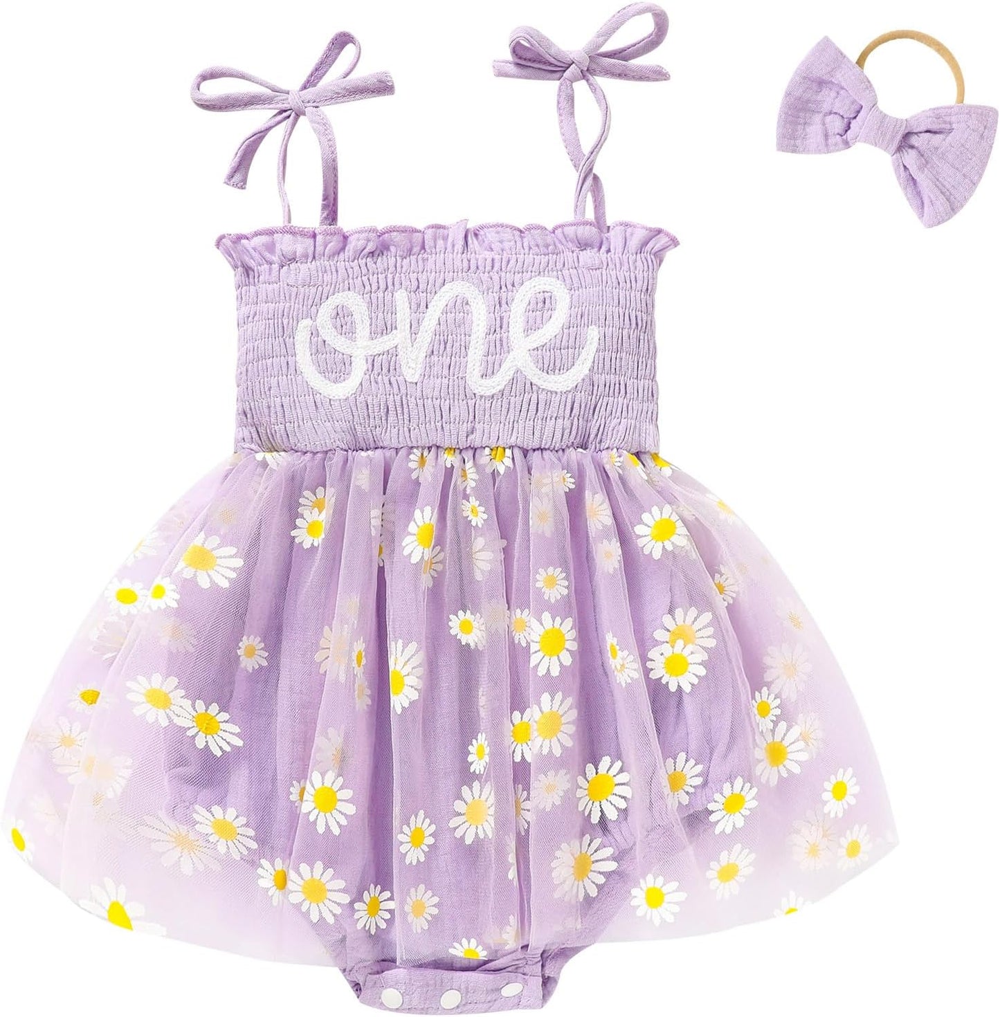 Adorable Baby Girl's 1st Birthday Tulle Romper - Sleeveless Bodysuit for Cake Smash Celebrations