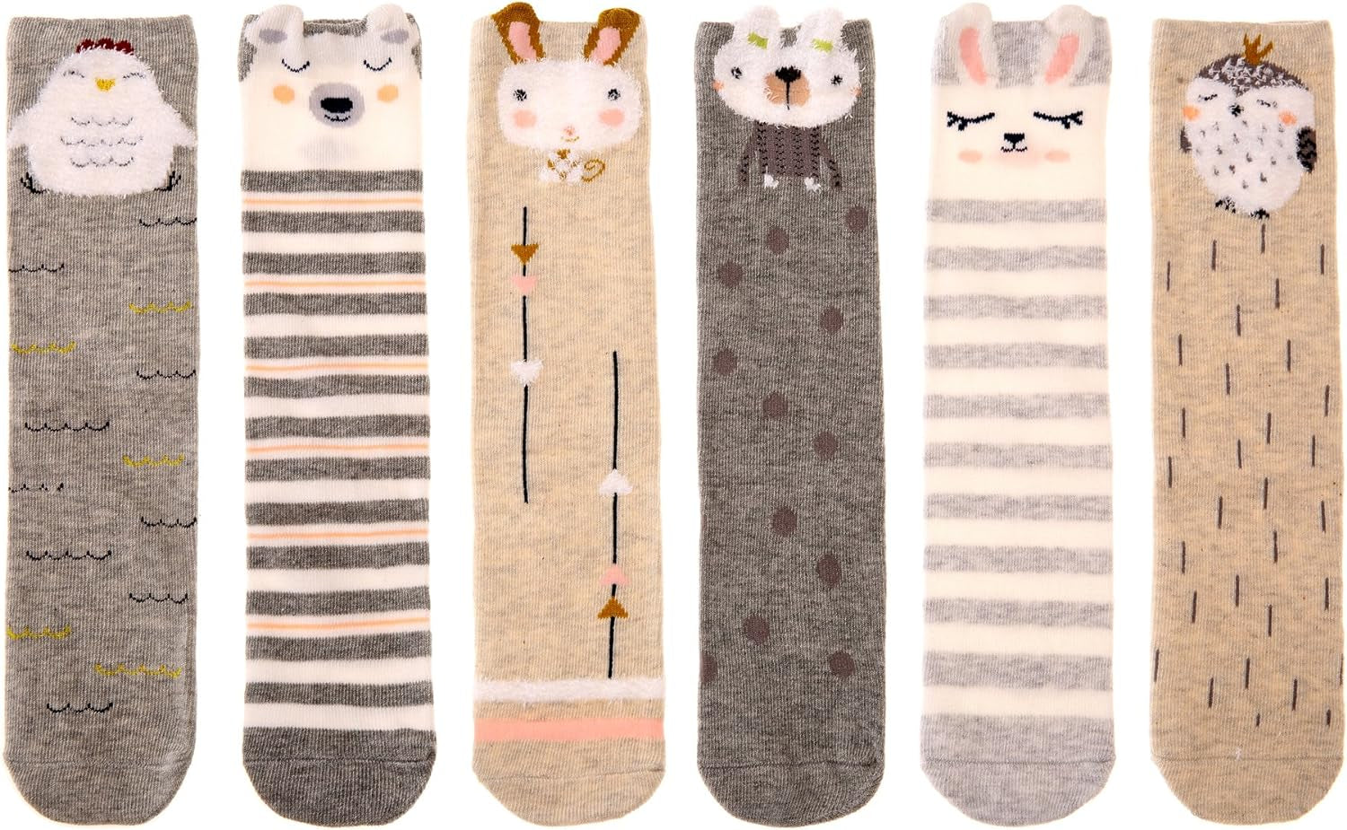 Cozy Animal Knee High Socks for Kids - Warm Cotton Boot Socks for Toddlers (Ages 1-6)