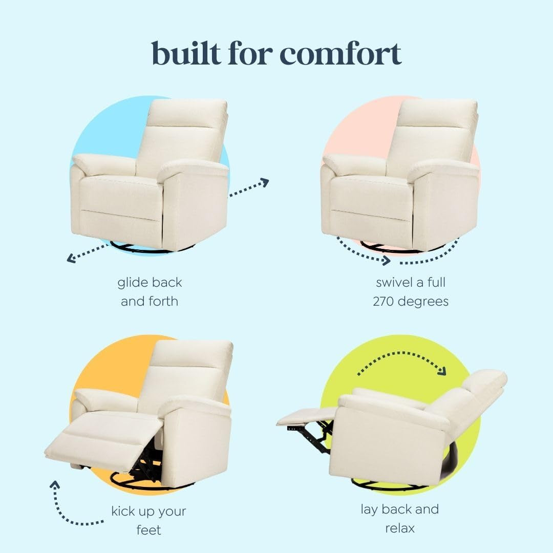 Suzy Swivel Recliner in Vanilla - GREENGUARD Gold and CertiPUR-US® Certified