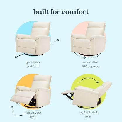 Suzy Swivel Recliner in Vanilla - GREENGUARD Gold and CertiPUR-US® Certified