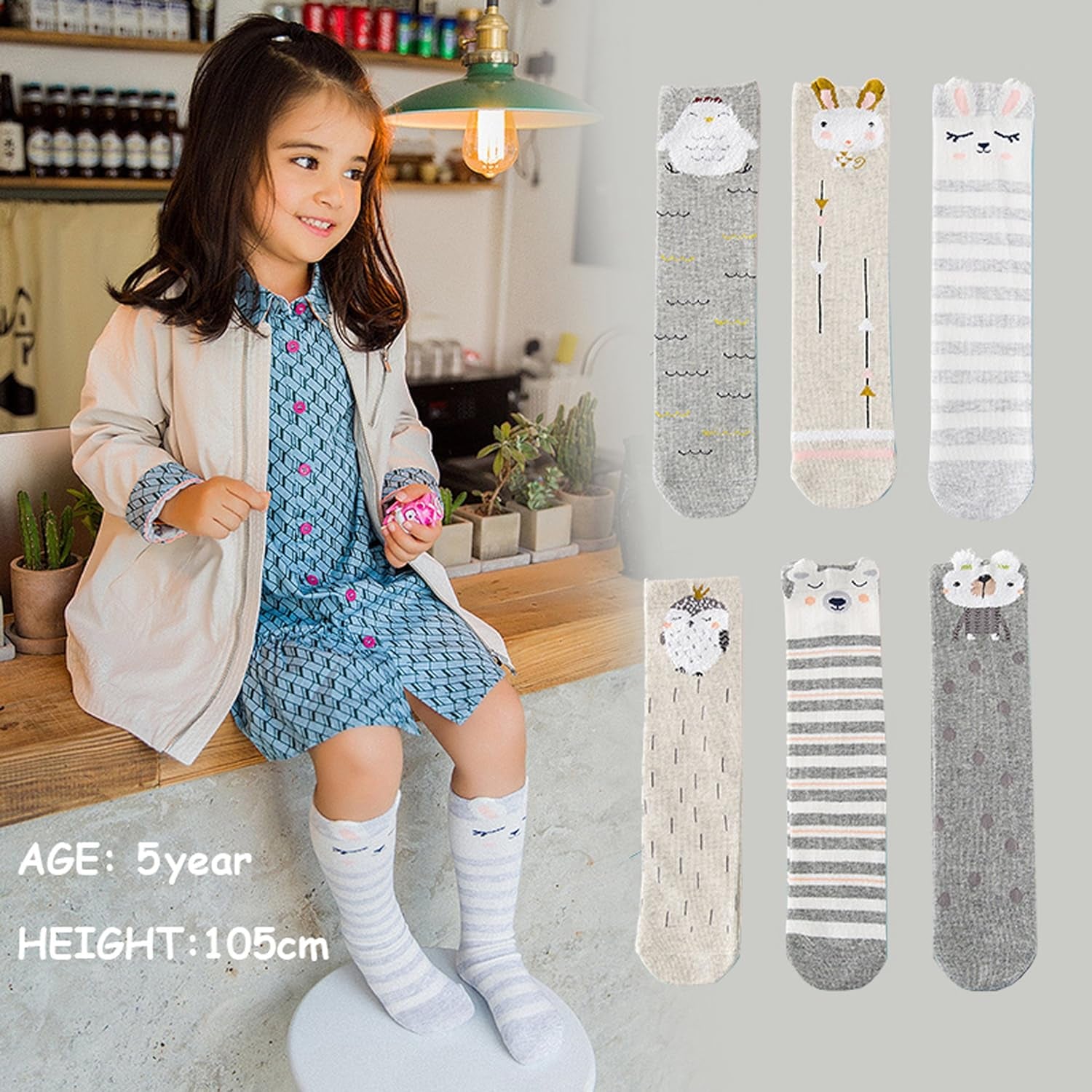 Cozy Animal Knee High Socks for Kids - Warm Cotton Boot Socks for Toddlers (Ages 1-6)