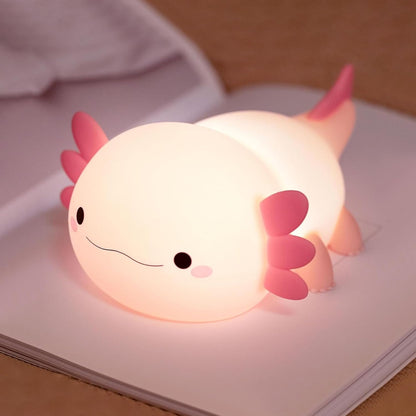 Dimmable Axolotl Night Light - Adorable Silicone Touch Lamp for Nursery, Rechargeable Kawaii Bedside Decor, Perfect Gift for Kids and Girls