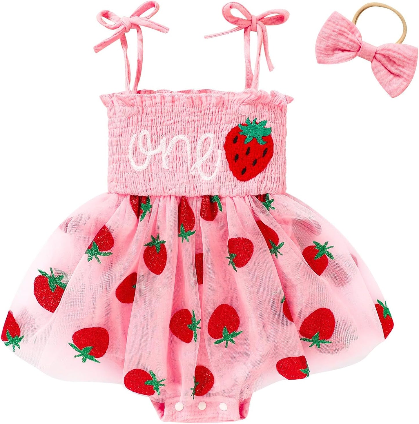 Adorable Baby Girl's 1st Birthday Tulle Romper - Sleeveless Bodysuit for Cake Smash Celebrations