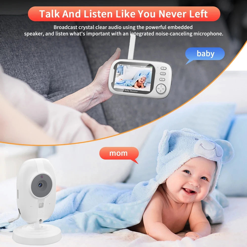 Advanced 3.5" Wireless Video Baby Monitor with Night Vision, Temperature Alerts, and 2-Way Audio - Your Ultimate Baby Nanny Security Camera