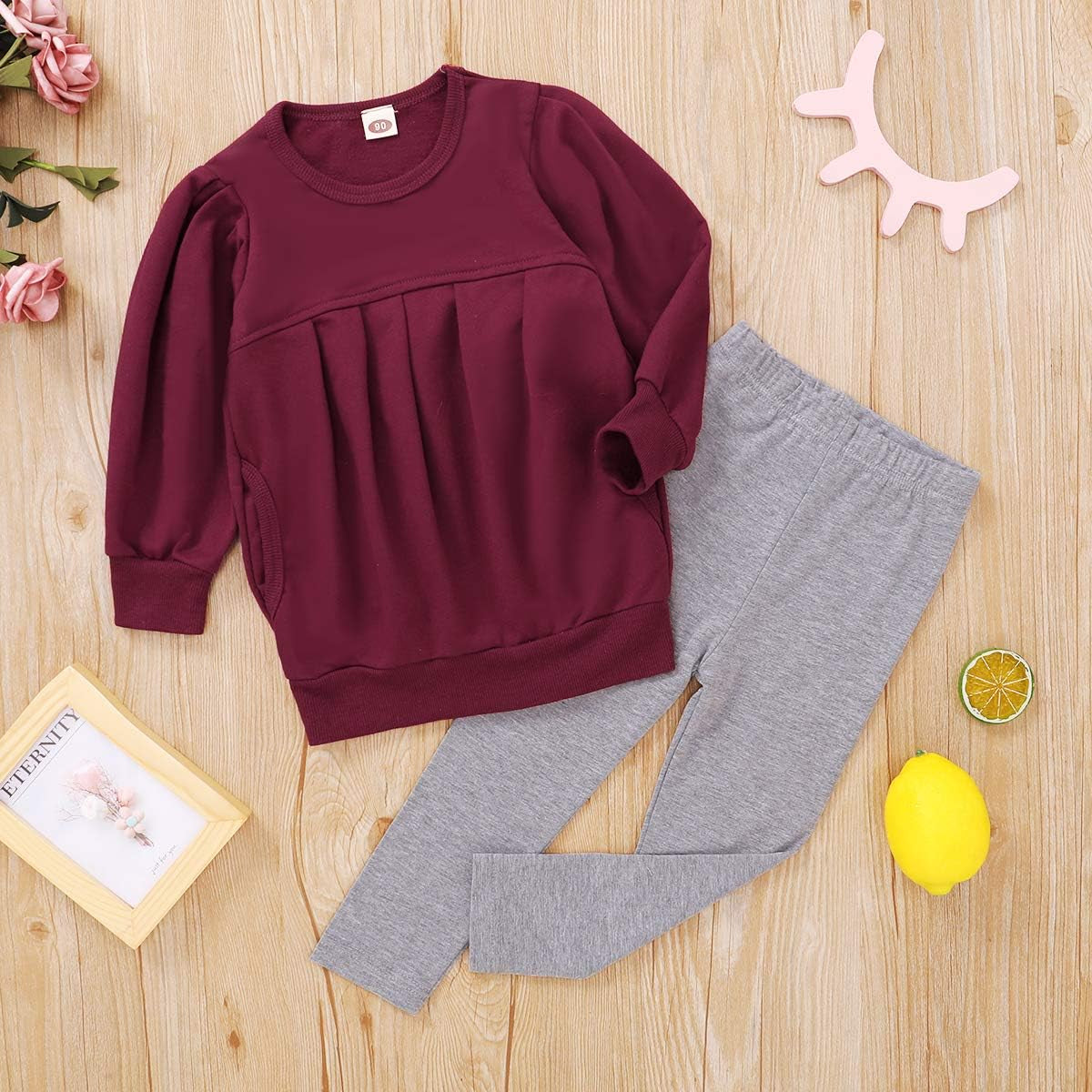 Cozy Winter Set for Toddler Girls: Long Sleeve Tops & Pants Combo