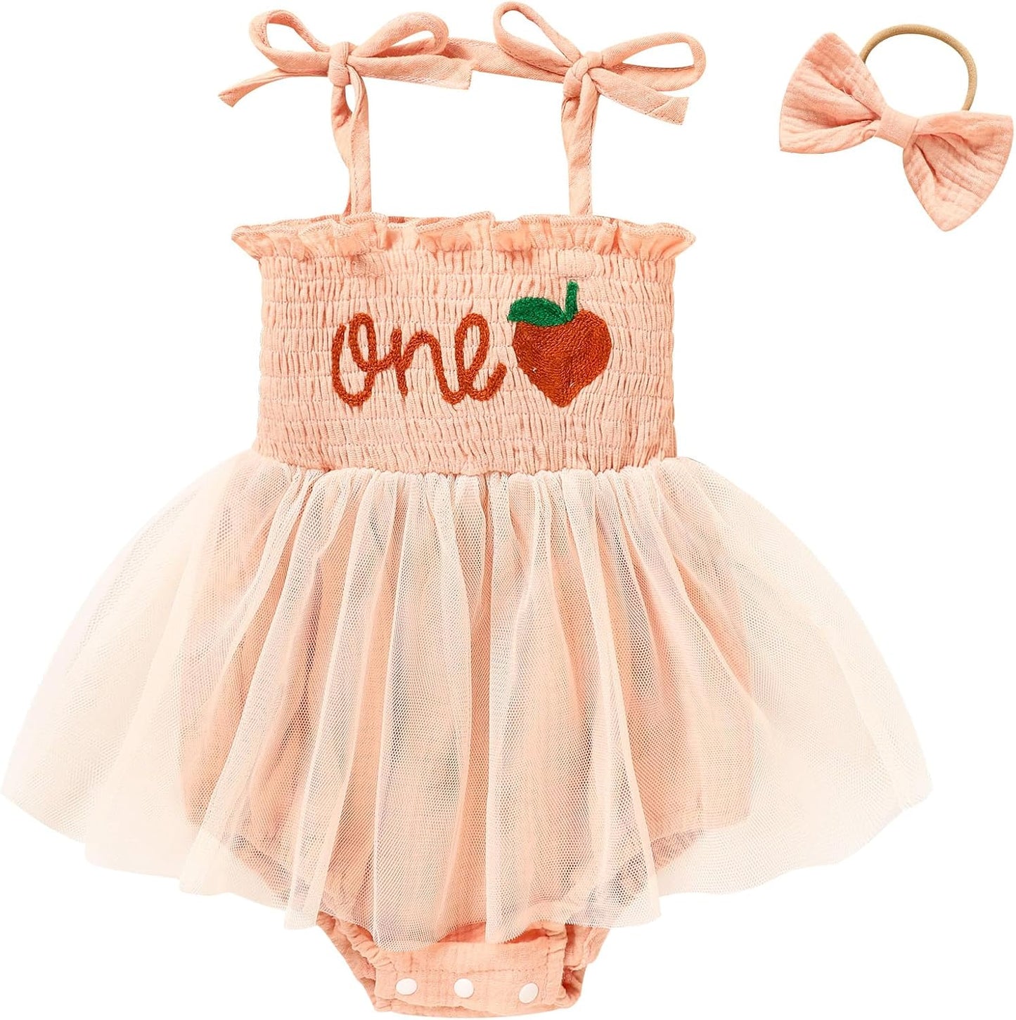 Adorable Baby Girl's 1st Birthday Tulle Romper - Sleeveless Bodysuit for Cake Smash Celebrations