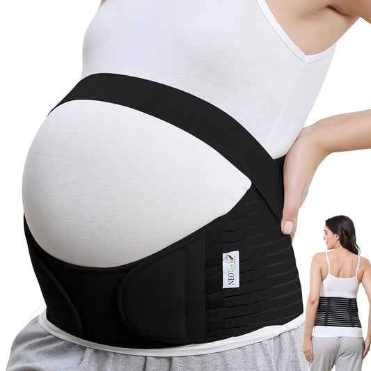 Pregnancy Support Maternity Belt, Waist/Back/Abdomen Band, Belly Brace (Size S, Black Color)