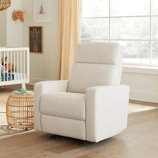 Luxurious Ivory Power Recliner Nursery Glider with Adjustable Head Support & USB Charger - Ultimate Comfort & Functionality!