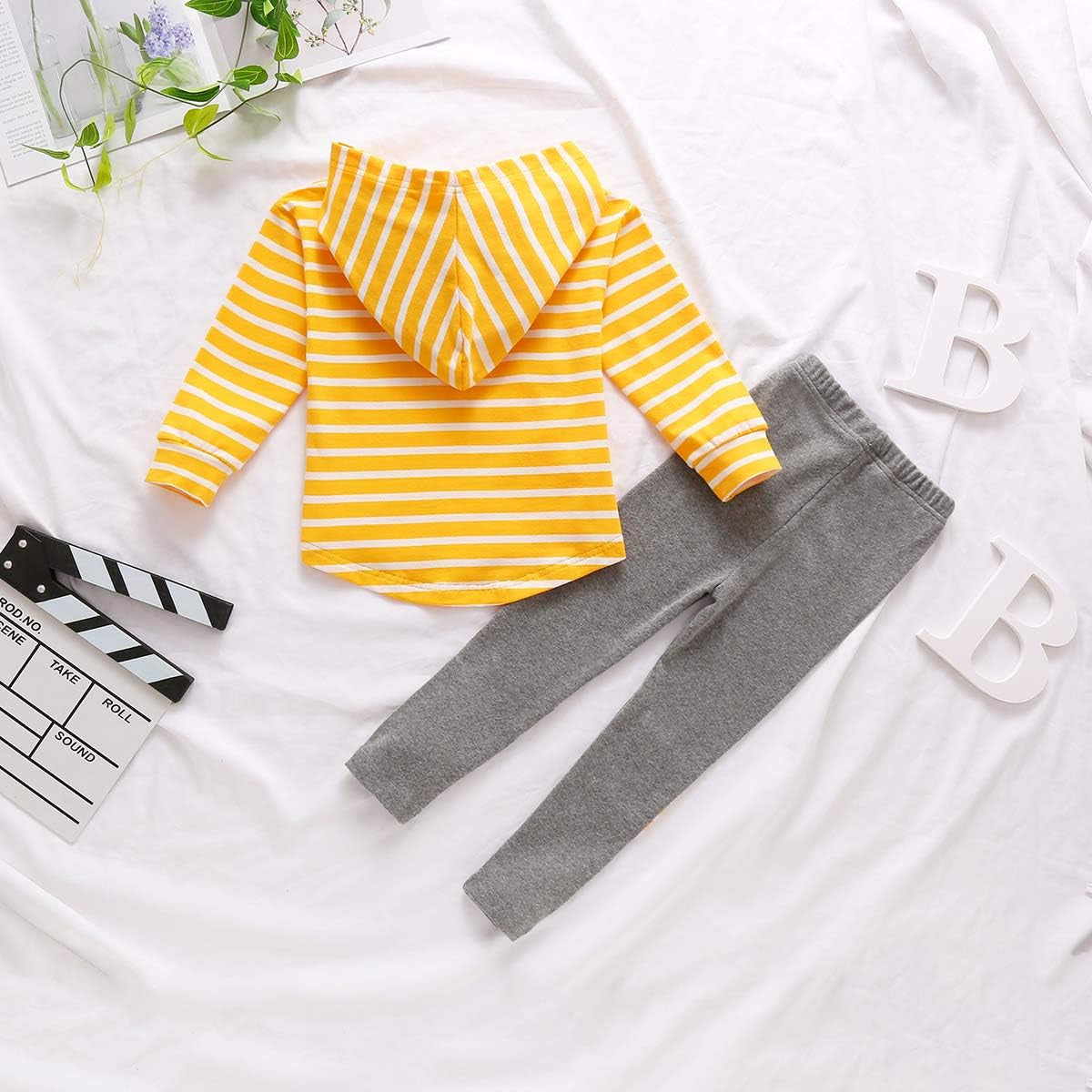 Adorable Toddler Girl Striped Hoodie & Pants Set - Cozy 2-Piece Fall Sweatsuit for Ages 2-6Y