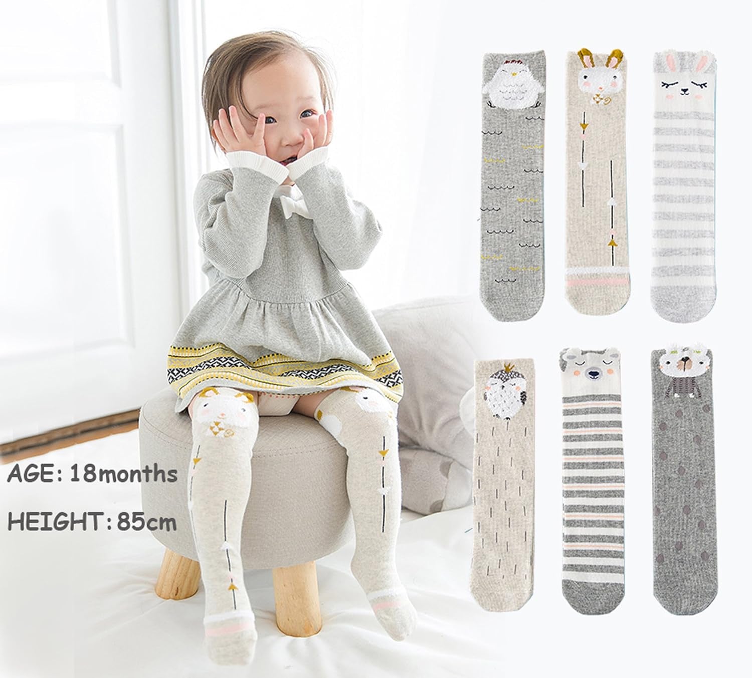 Cozy Animal Knee High Socks for Kids - Warm Cotton Boot Socks for Toddlers (Ages 1-6)