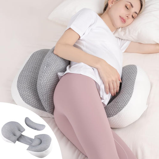 Premium Maternity Pillow for Pregnant Women - Versatile Pregnancy Support Pillow for Back, Belly, and Waist - Portable Grey Wedge Body Pillow for Comfortable Sleep