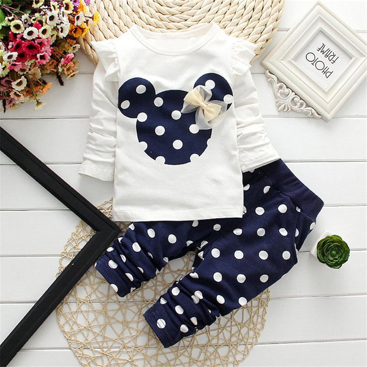 Adorable Toddler Girls 2-Piece Outfit Set - Long Sleeve T-Shirt & Pants