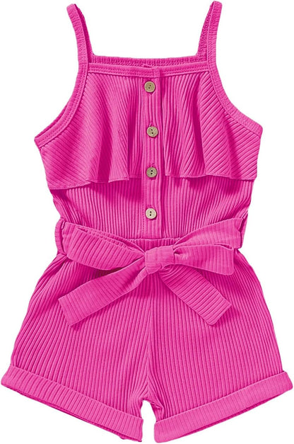 Adorable Toddler Girls' Summer Sleeveless Halter Romper Jumpsuit Set (Ages 1-5T)