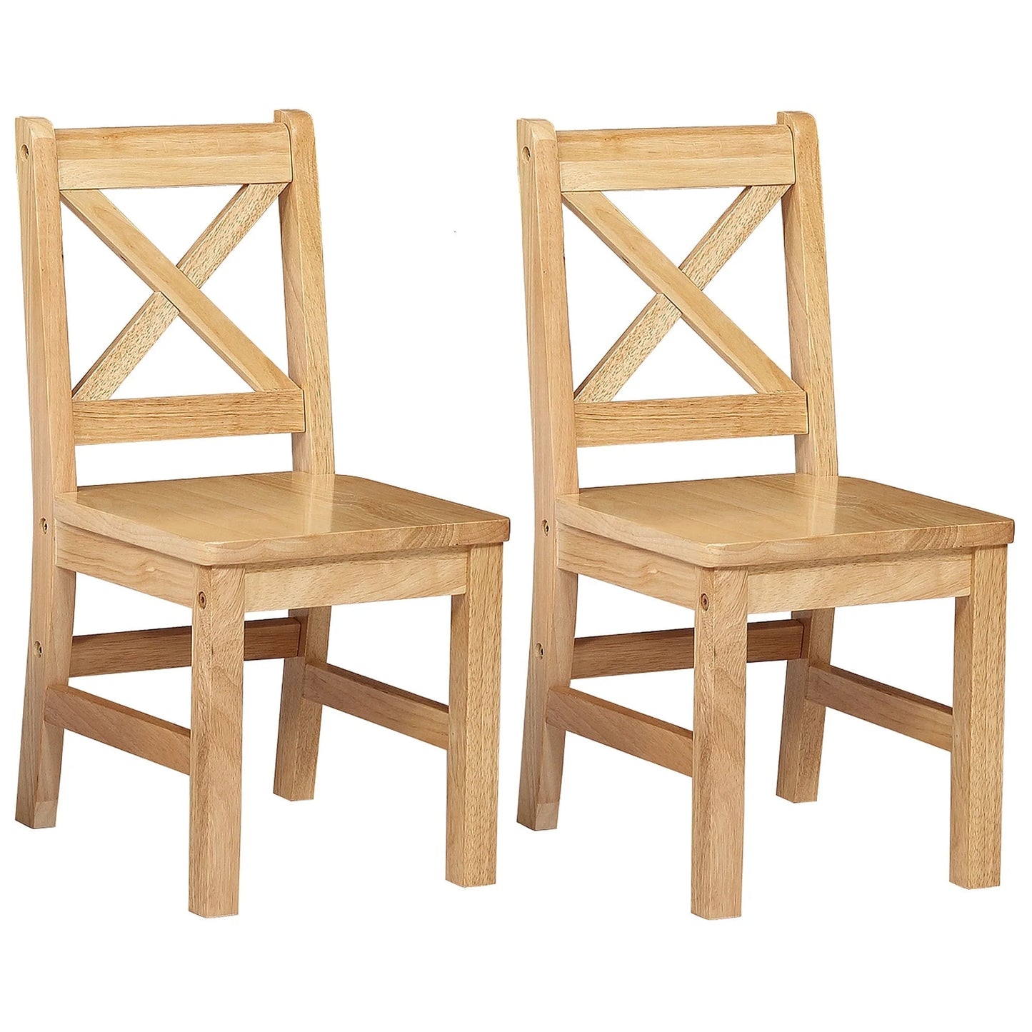 Charming Set of 2 Solid Hardwood X-Back Children's Chairs in Coffee Finish