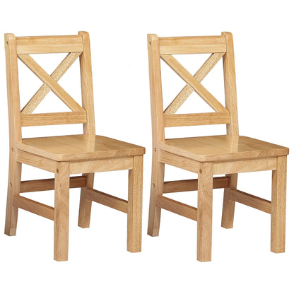 Charming Set of 2 Solid Hardwood X-Back Children's Chairs in Coffee Finish