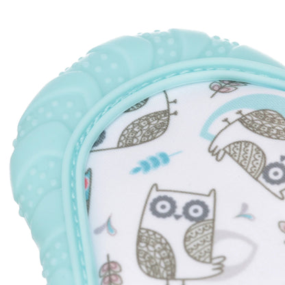 Aqua Owl Teething Mitten with Convenient Travel Bag - Perfect for On-the-Go Relief!