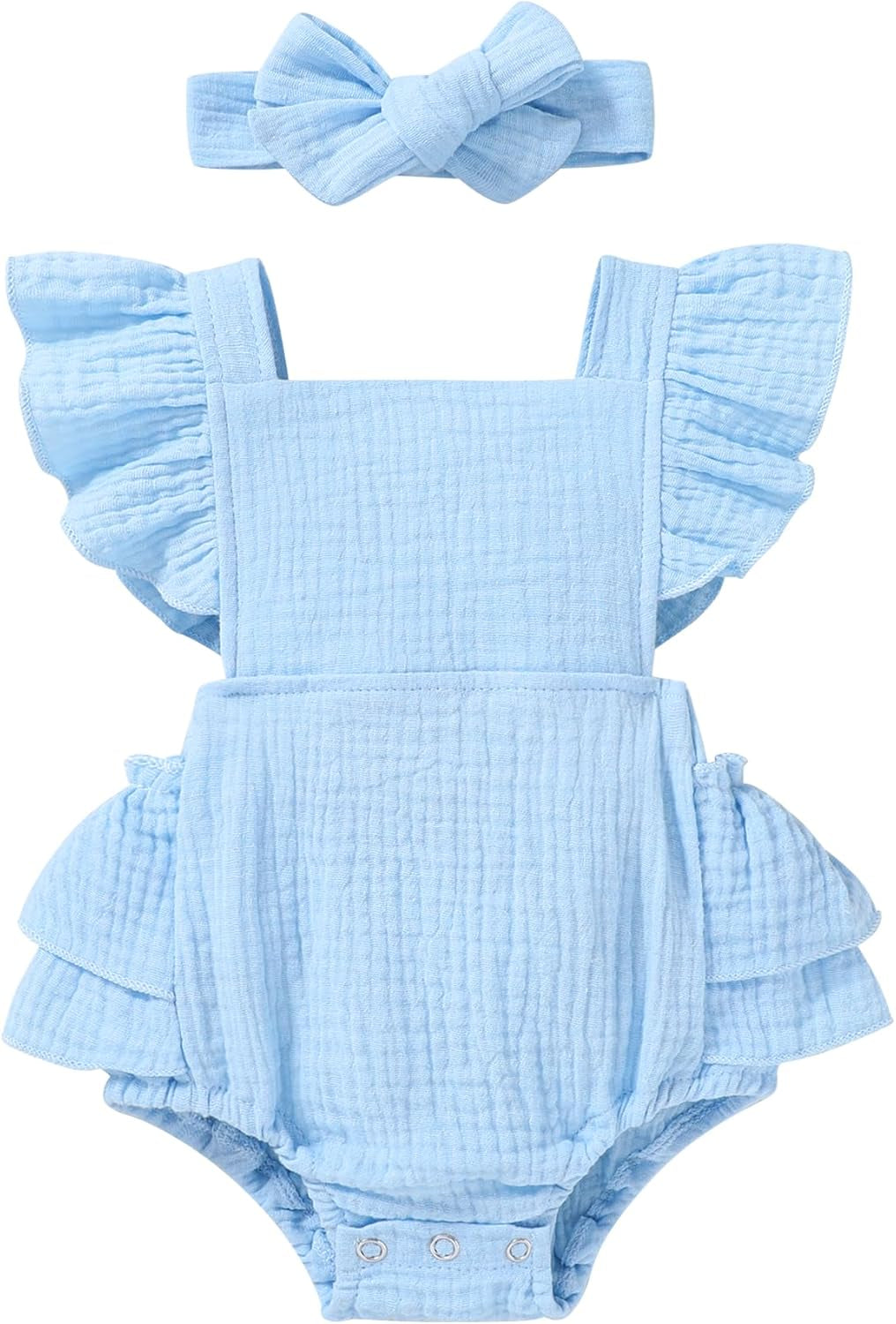 Adorable Ruffled Sleeveless Summer Romper for Toddler Girls - Soft Cotton Linen Comfort