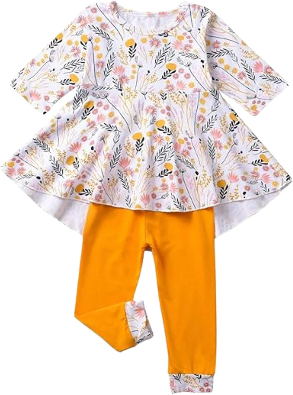 Adorable Toddler Girls' Floral Top and Pants Set - Perfect for Fall & Winter!