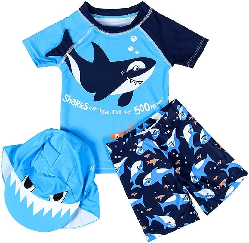 Adorable 3-Piece Swimsuit Set for Baby and Toddler Boys with Matching Hat