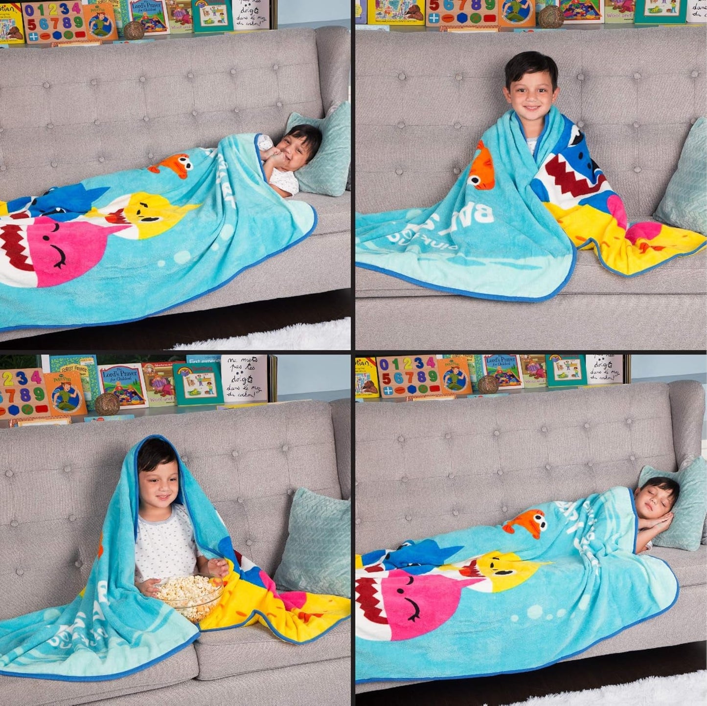 Baby Shark Super Soft Micro Raschel Throw Blanket for Kids - 46" x 60