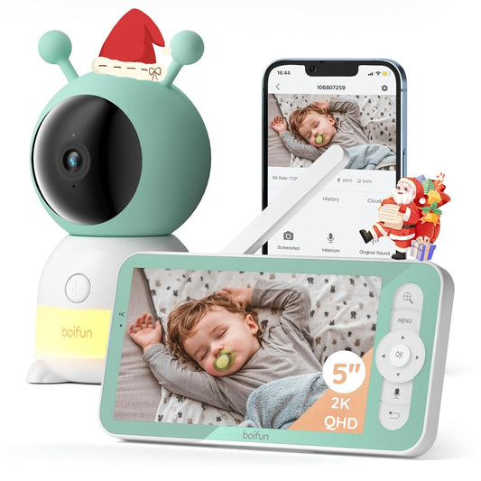 Ultimate 2K WiFi Baby Monitor - 360° View, Night Light, AI Detection, Smartphone Control & Long Battery Life