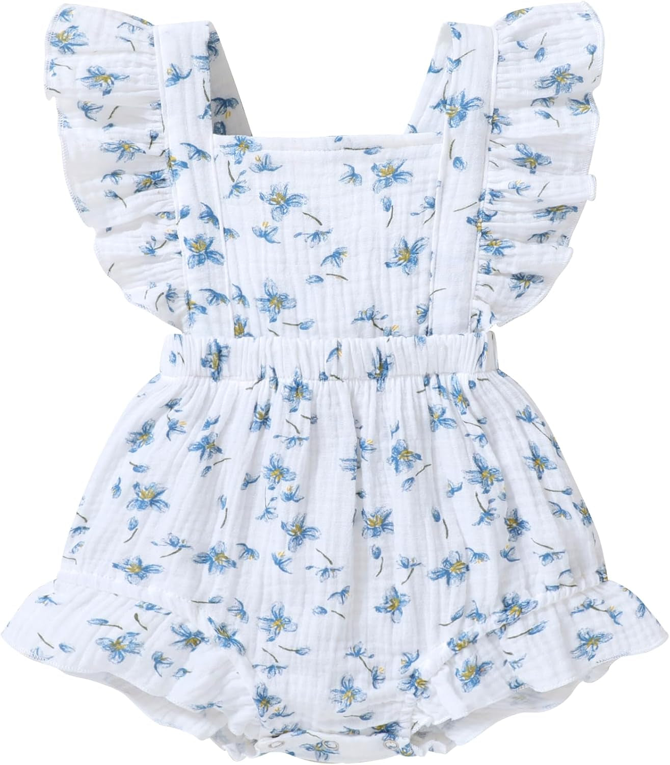 Adorable Ruffled Sleeveless Summer Romper for Toddler Girls - Soft Cotton Linen Comfort