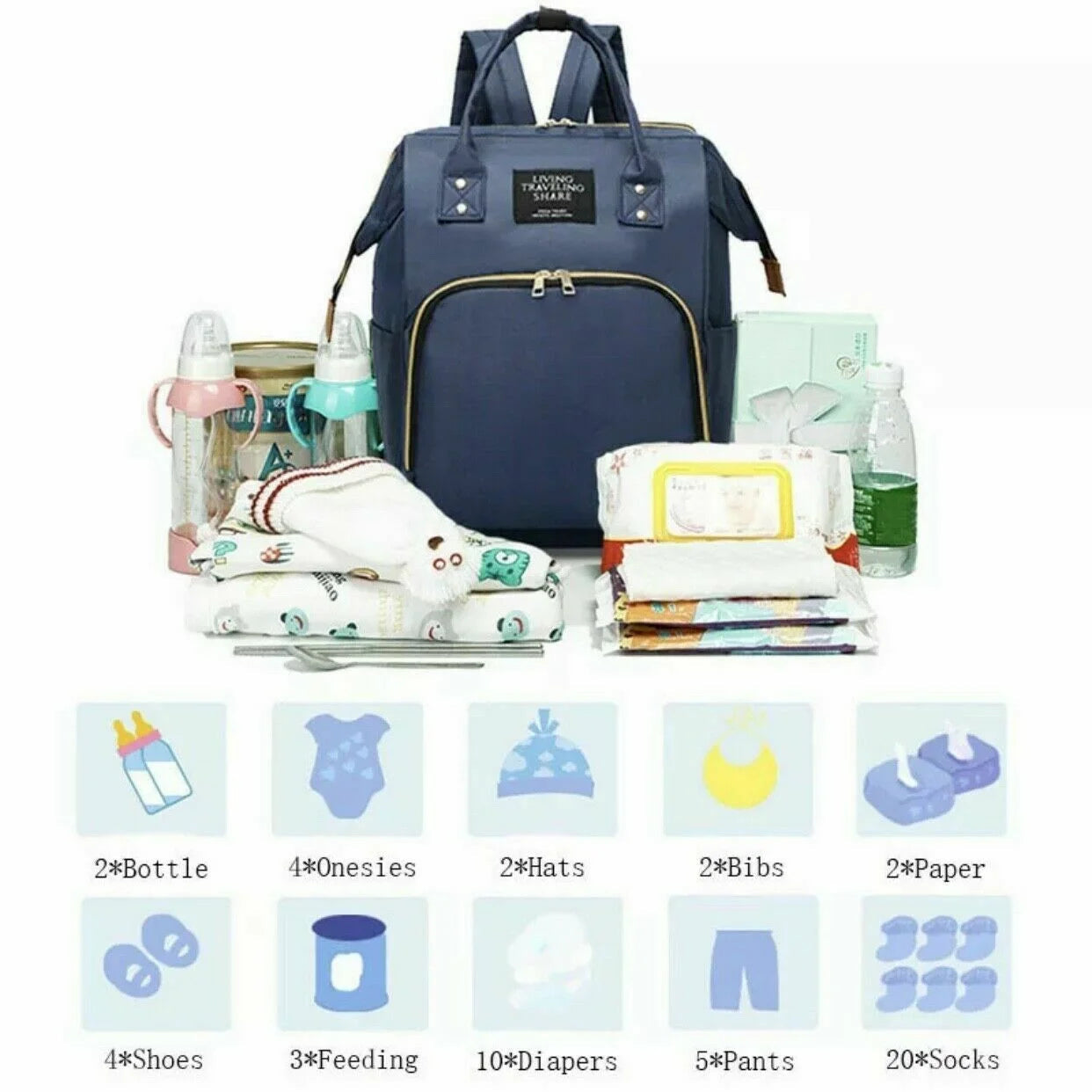 Spacious Multi-Function Waterproof Baby Diaper Backpack - Perfect for On-the-Go Parents!