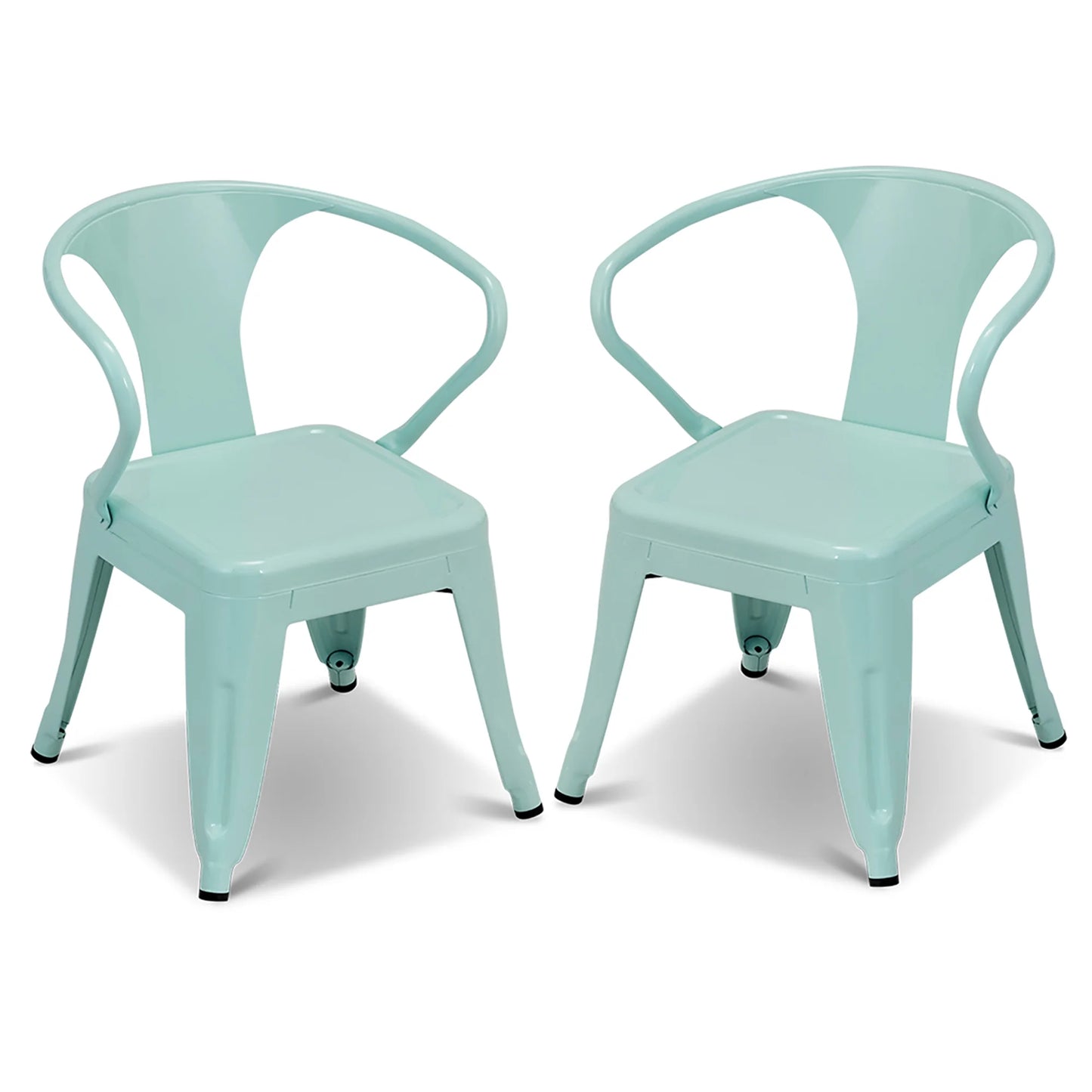 Charming Blue Steel Armchair Set for Kids - Stackable & Ideal for Indoor/Outdoor Adventures!